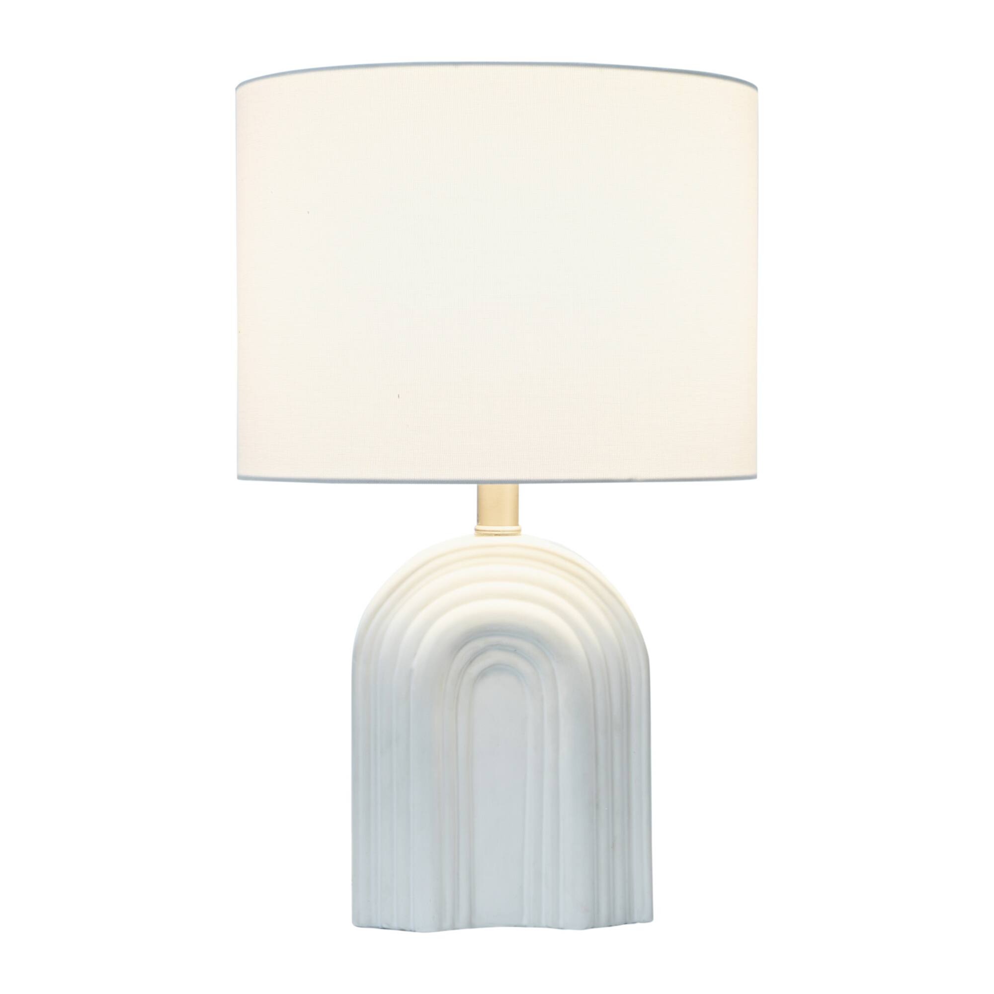 Hello Honey® 19" Carved Arch Stoneware Table Lamp with Linen Drum Shade